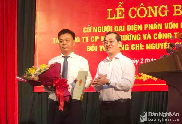  Tổ chức lễ công bố quyết định của UBND tỉnh Nghệ an về việc cử người đại diện phần vốn nhà nước tại Công ty CP môi trường đô thị Nghệ An